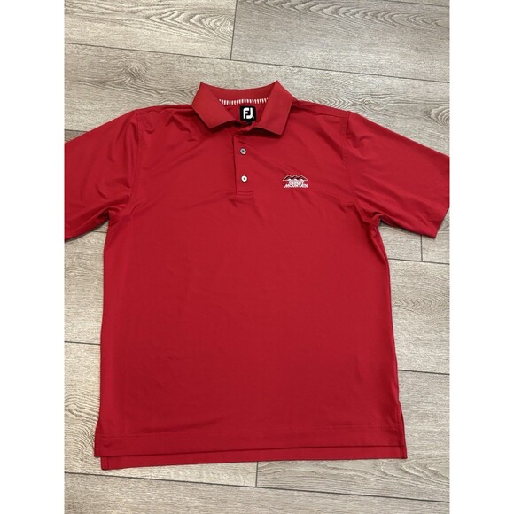 Footjoy Golf Polo Shirt Mens Medium Red Desert Mountain Golf Preppy Casual - Picture 1 of 6